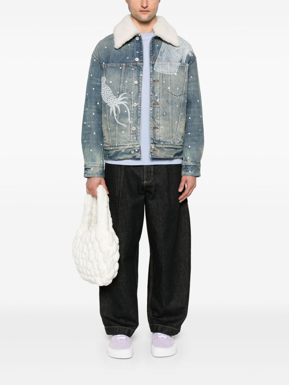 sketch-print denim jacket - 2