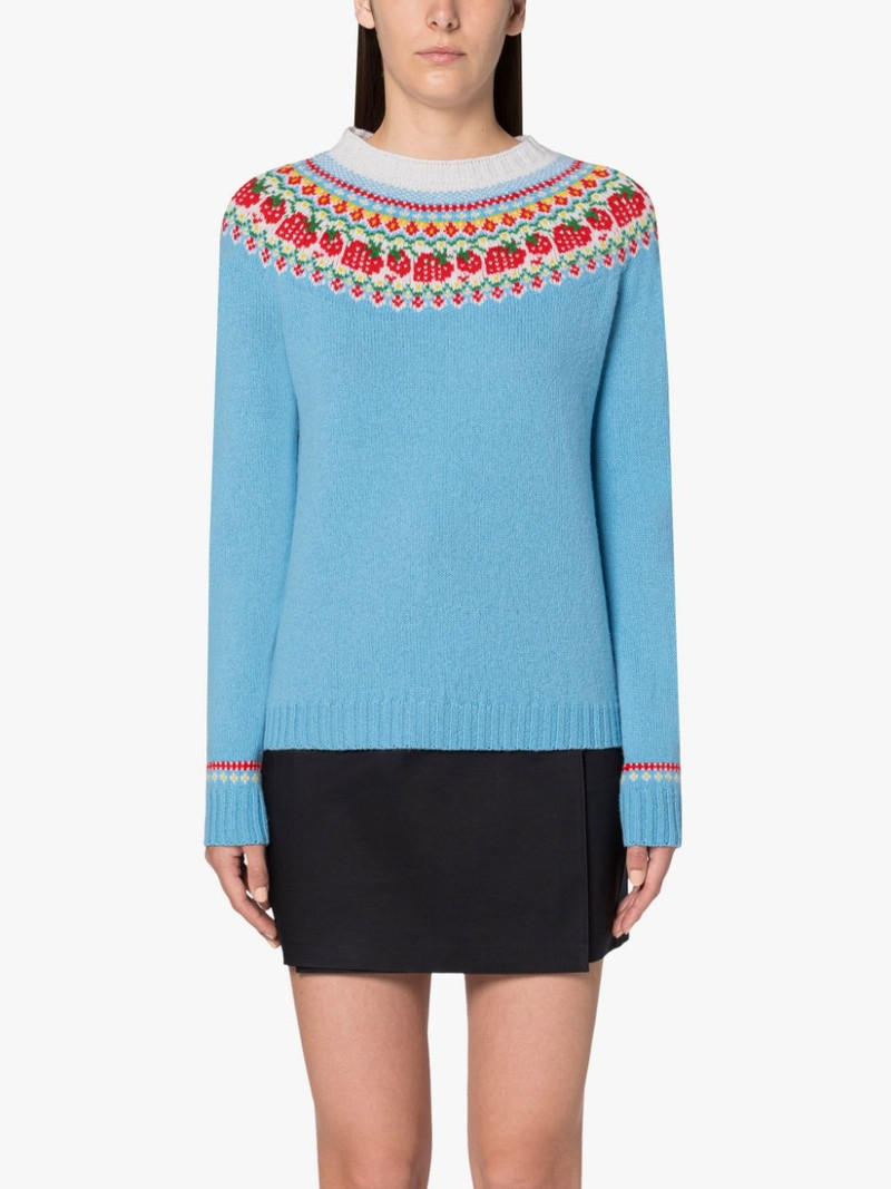 KELSI BLUE WOOL FAIR ISLE CREWNEK SWEATER 3