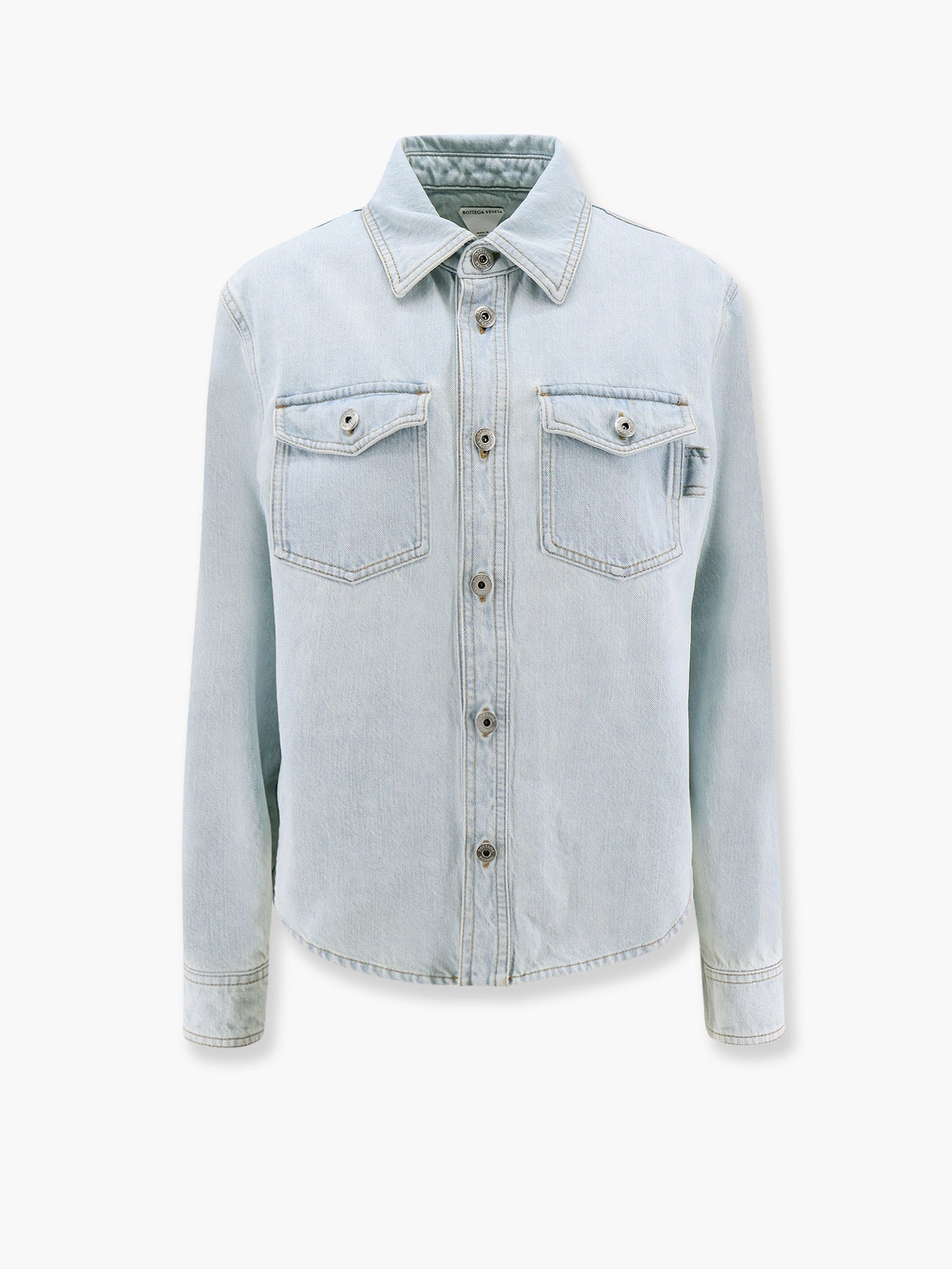 シャツ+ブラウス(長袖+七分) BOTTEGA VENETA - BOTTEGA VENETA Bleached Denim Shirt Bottega Veneta Light Bleached Denim Shirt in Light Bleach | FWRD