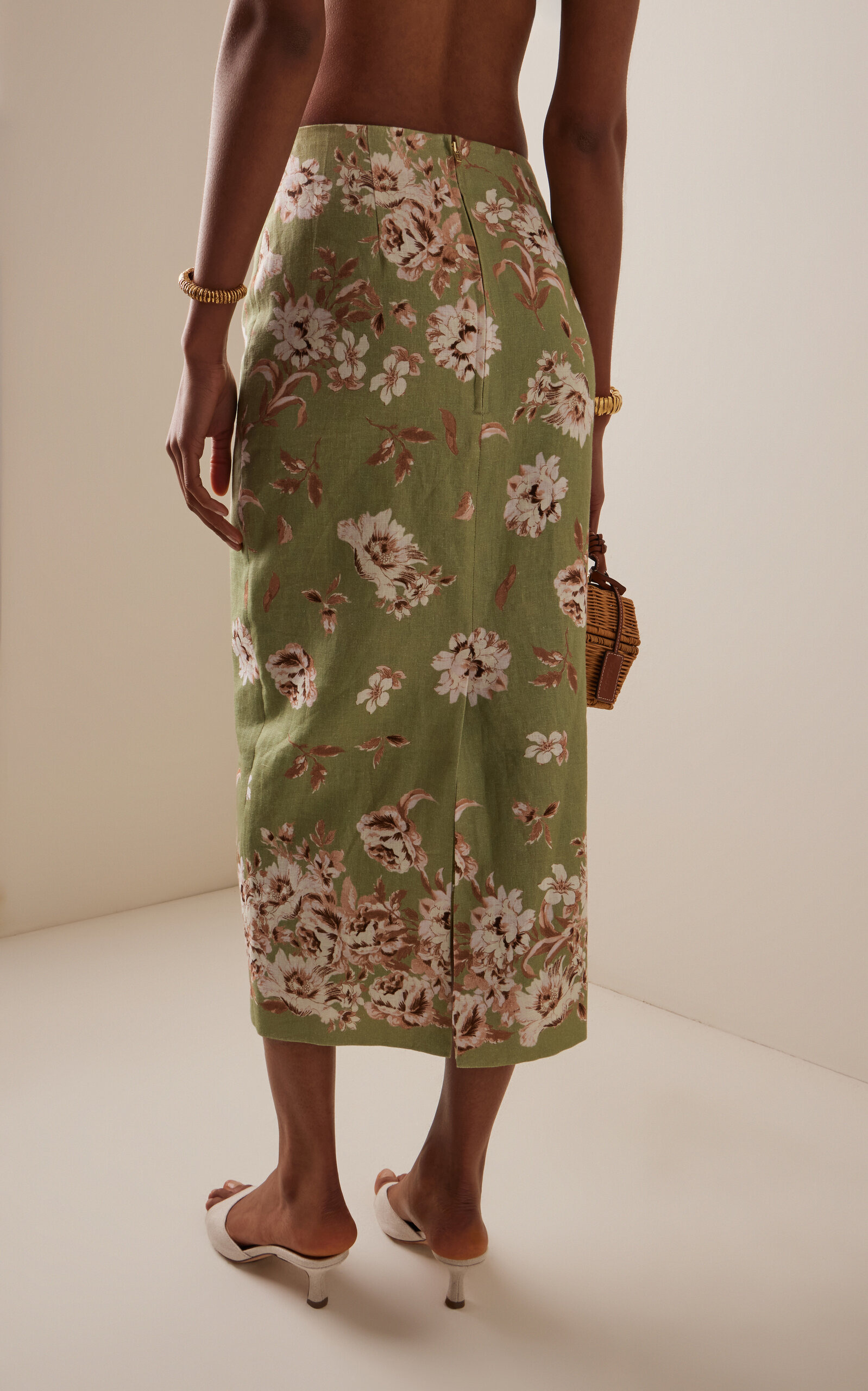 Exclusive Sienna Floral Linen Maxi Skirt green - 4