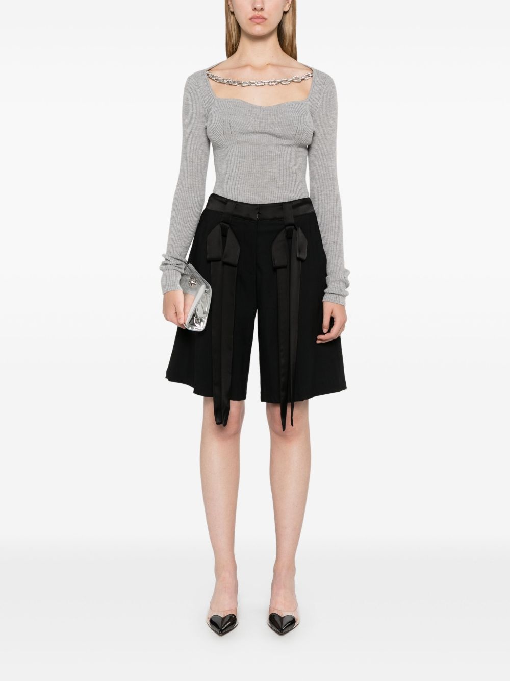 bow-embellished shorts - 2