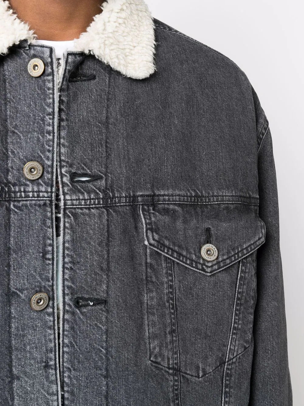 faux-shearling collar denim jacket - 6