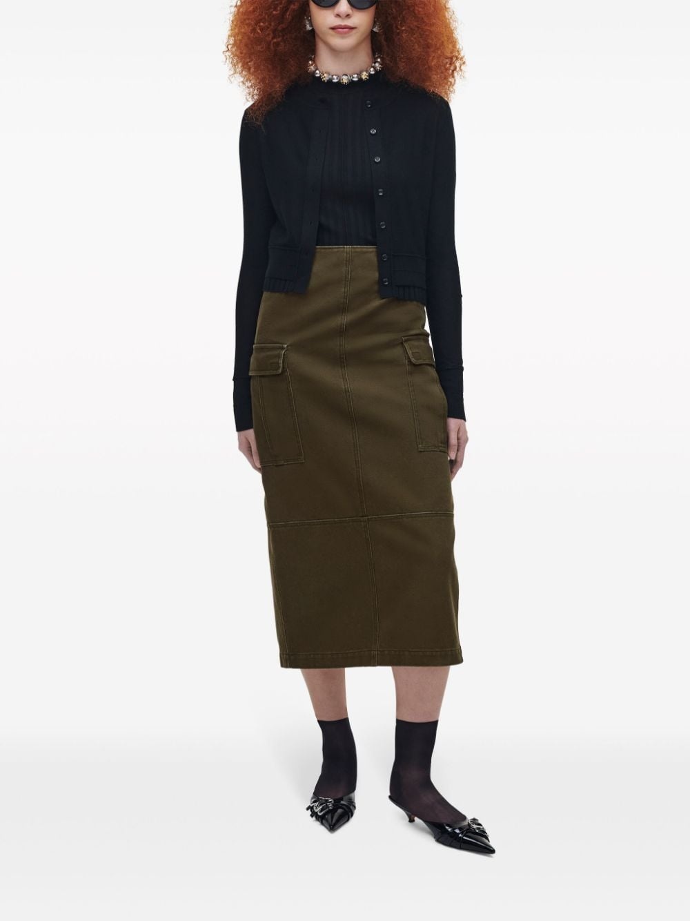 cargo-pocket canvas midi skirt - 2
