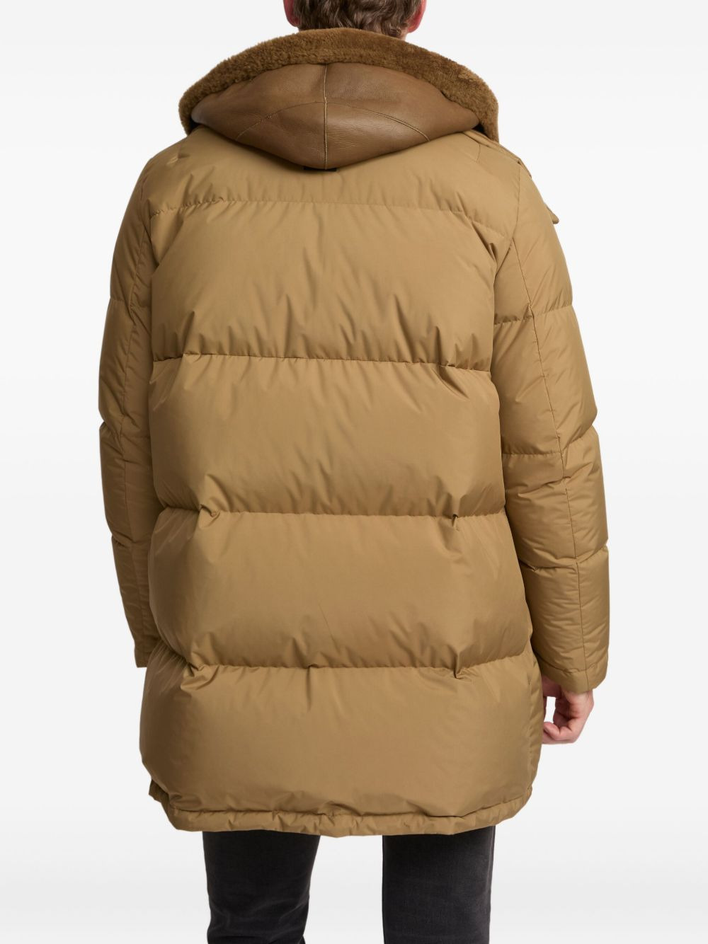 shearling-lined hooded-down jacket - 2