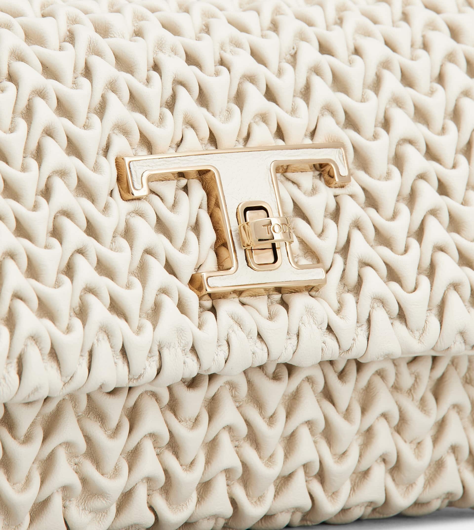 T TIMELESS FLAP BAG IN LEATHER MICRO - OFF WHITE - 7