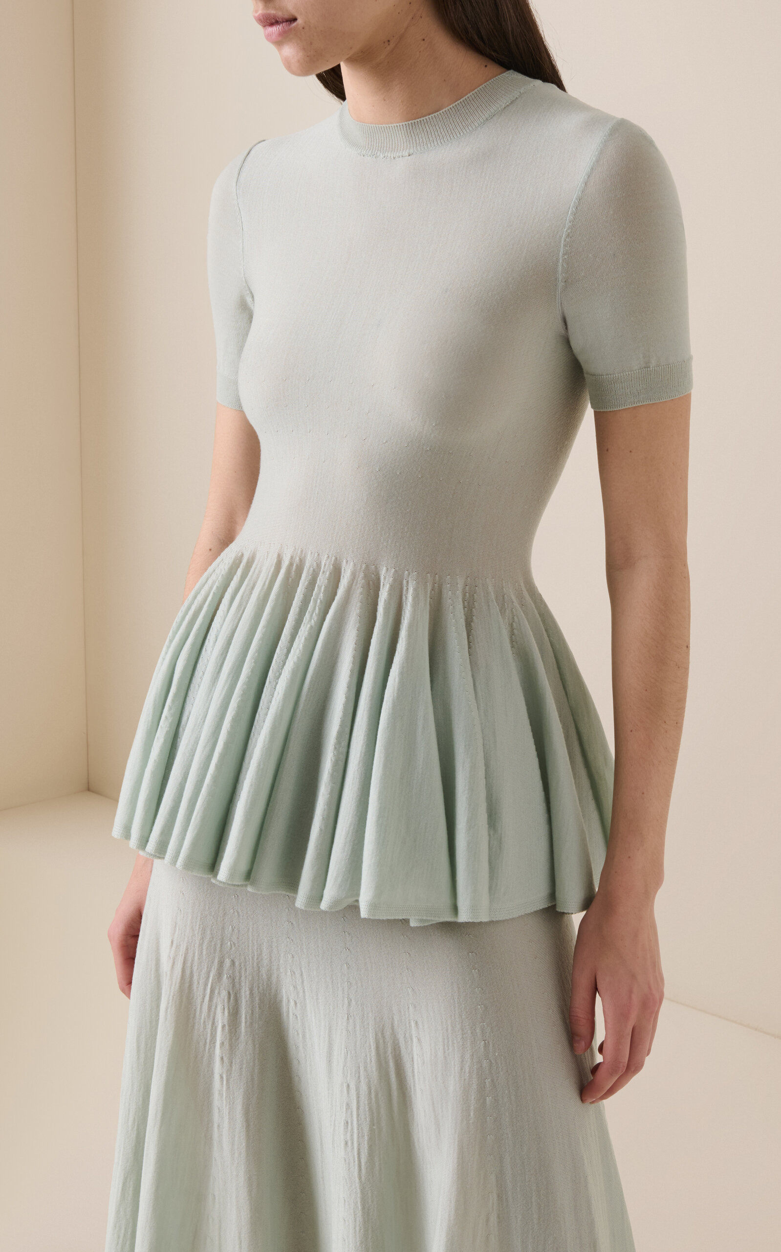 Wool Peplum Top light blue - 2