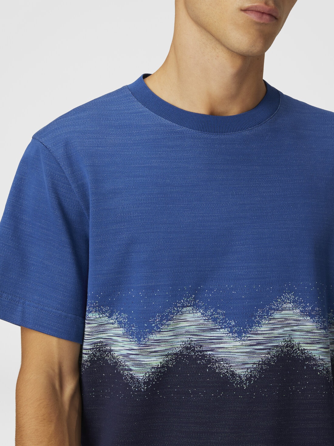 Cotton crewneck T-shirt with slub zigzag - 5