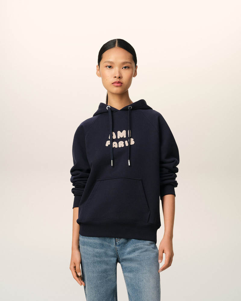 AMI Paris NAVY COTTON HOODIE WITH AMI PARIS PATCH outlook