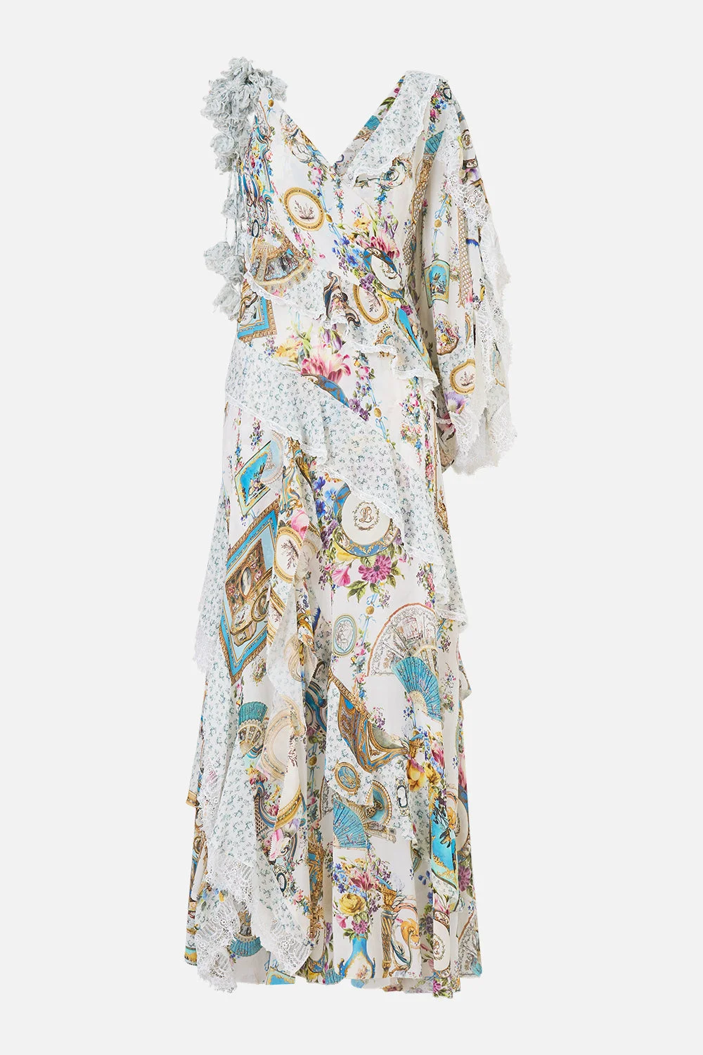 ASYMMETRIC SPLICED RUFFLE DRESS - 1