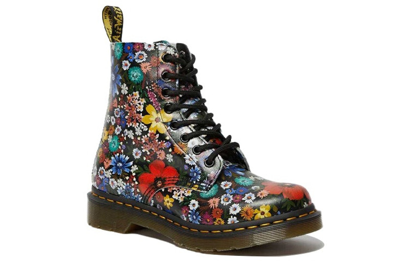Dr. Martens (WMNS) Dr. Martens 1460 Pascal Floral Lace Up Boots Black 26113102 outlook
