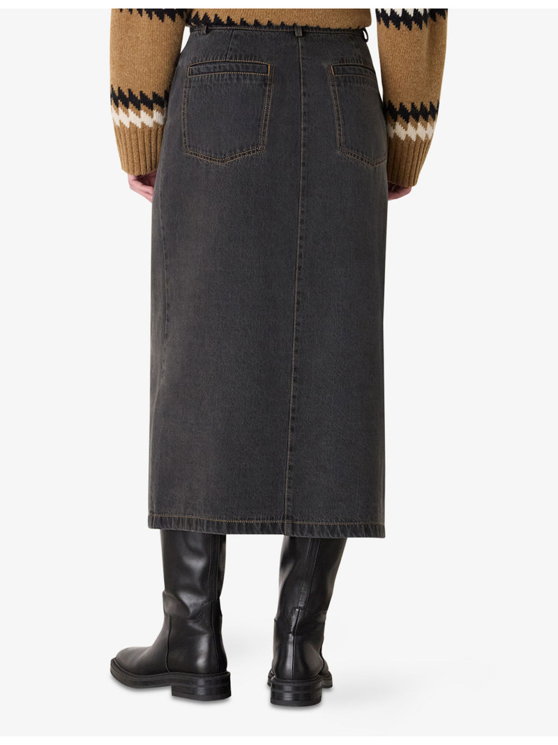 Wrap Button-Up Denim Midi Skirt 3