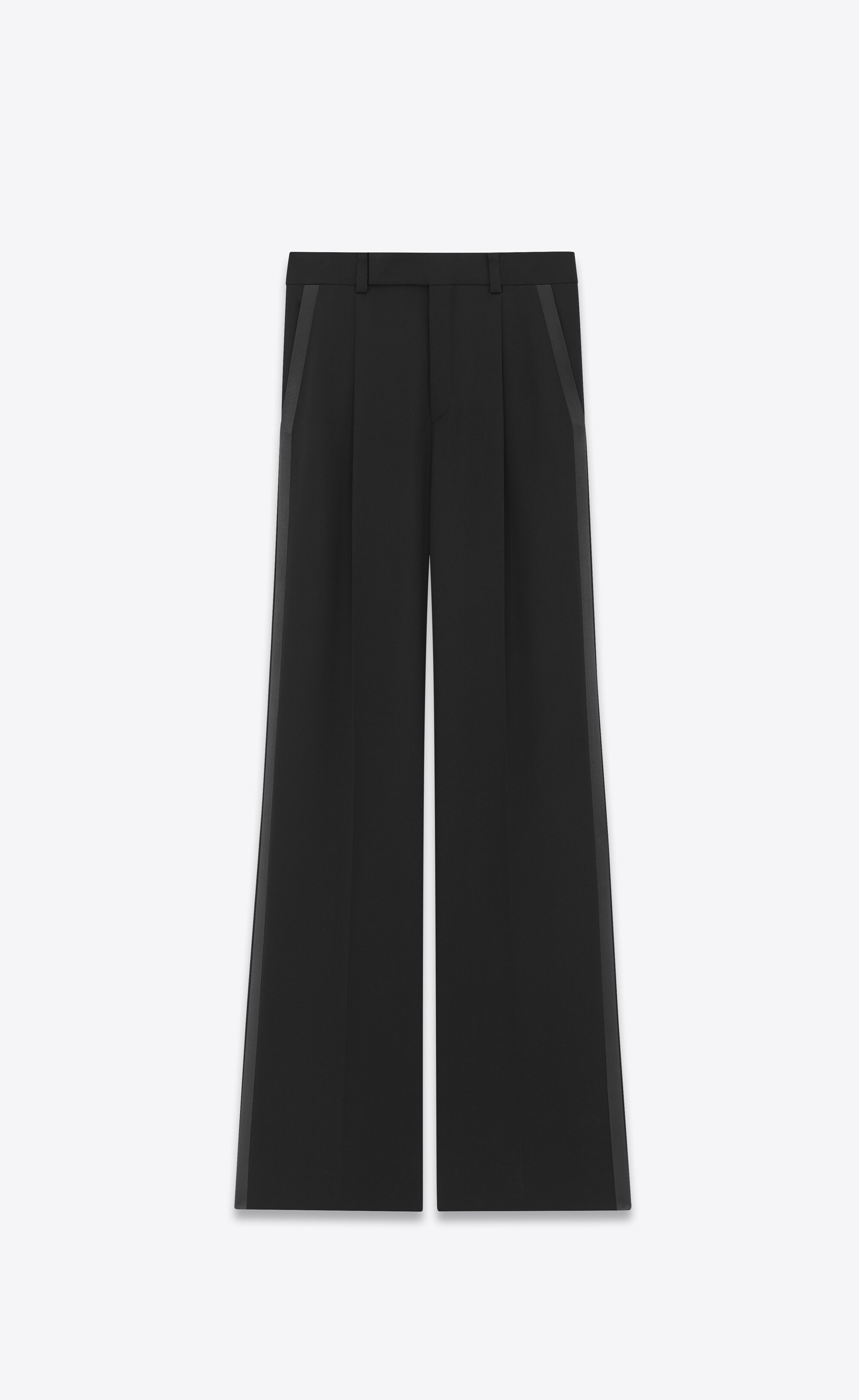 flared tuxedo pants in grain de poudre - 1