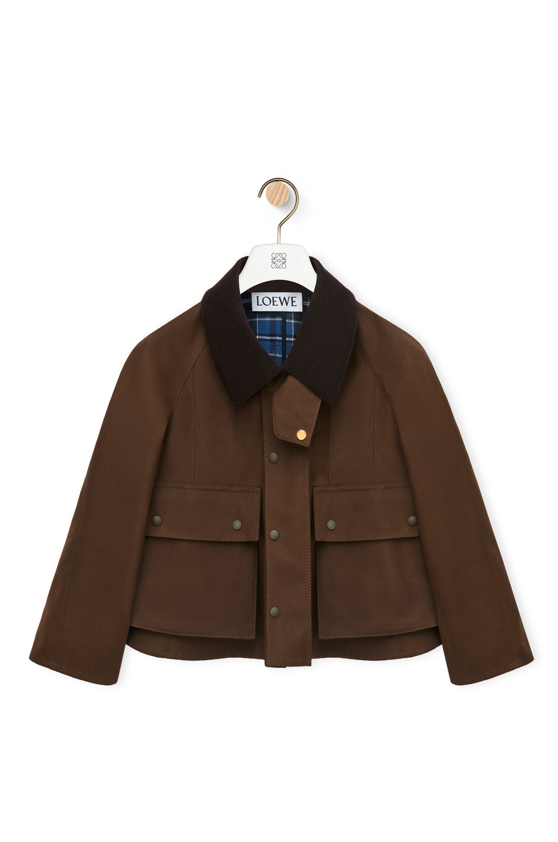 Short trapeze parka in waxed cotton - 1