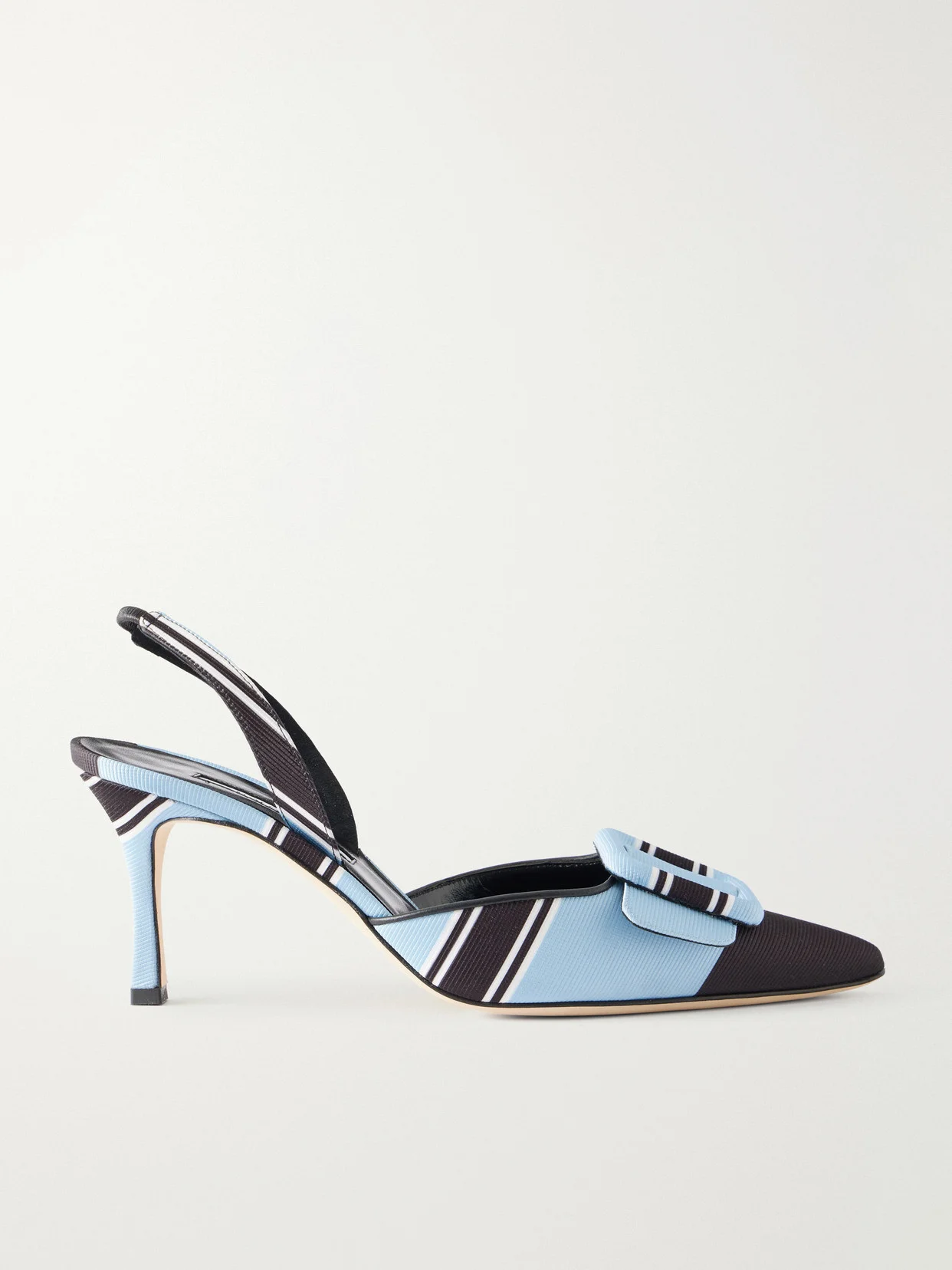 + Emilia Wickstead Maysli 70 Striped Grosgrain Slingback Pumps - 1