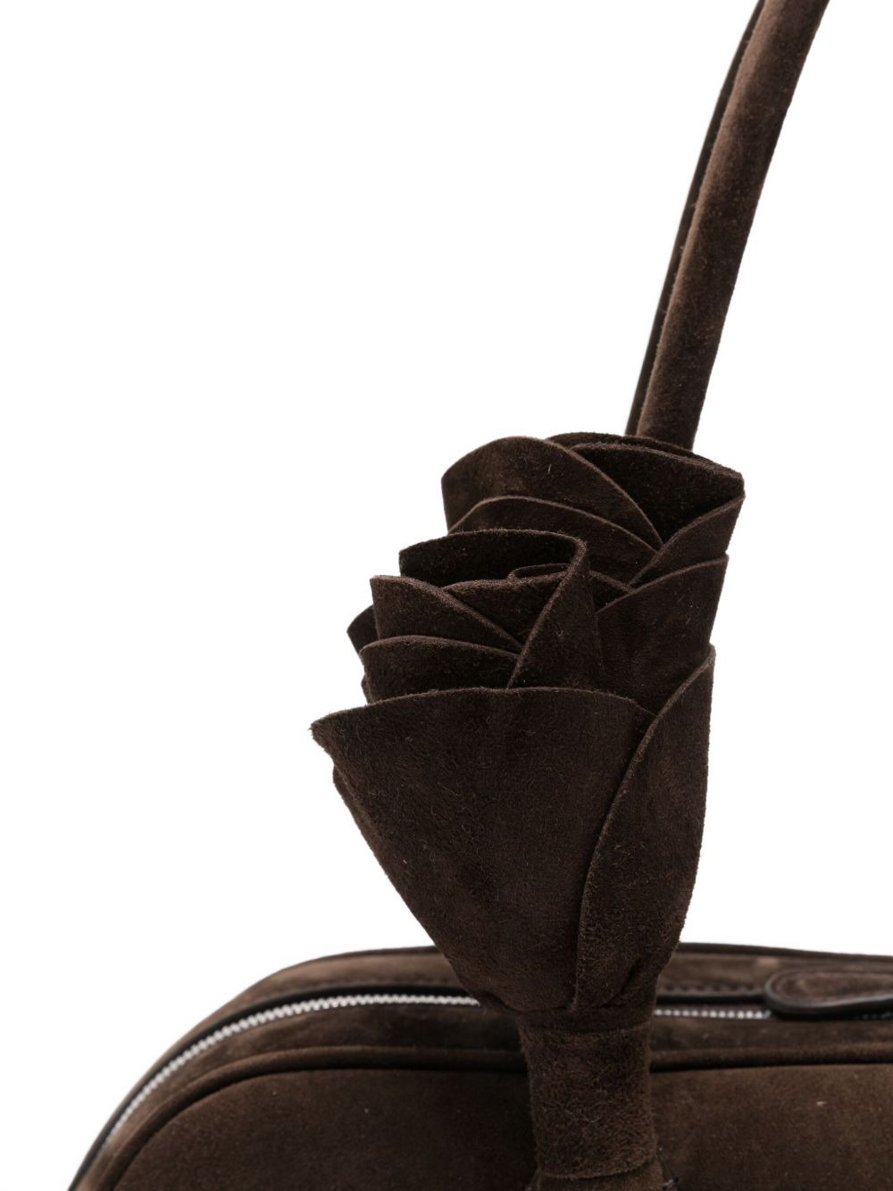Briggitte rose-embellished suede tote bag - 4
