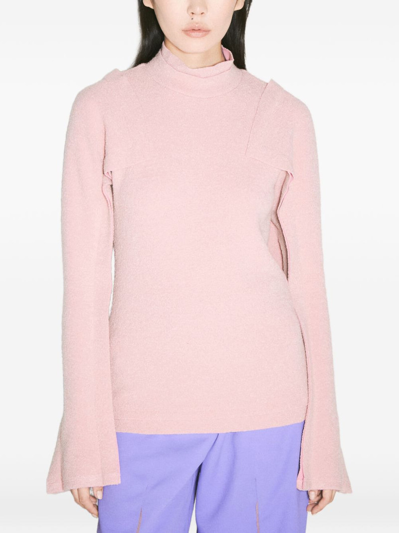fluted-sleeve mock-neck top 1
