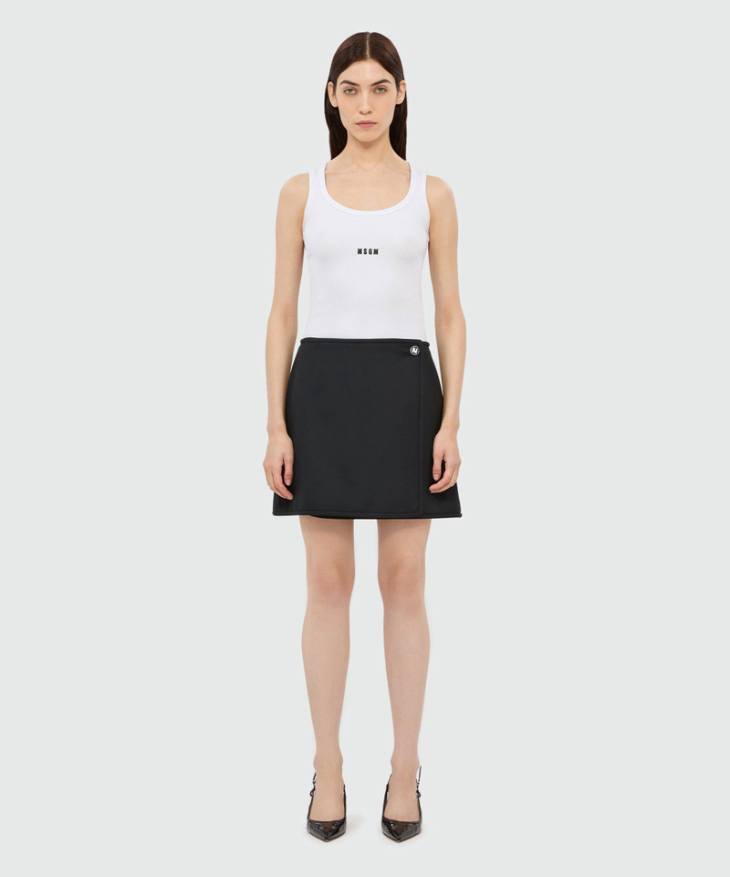 MSGM Black cady miniskirt with "TheMwave" detail outlook