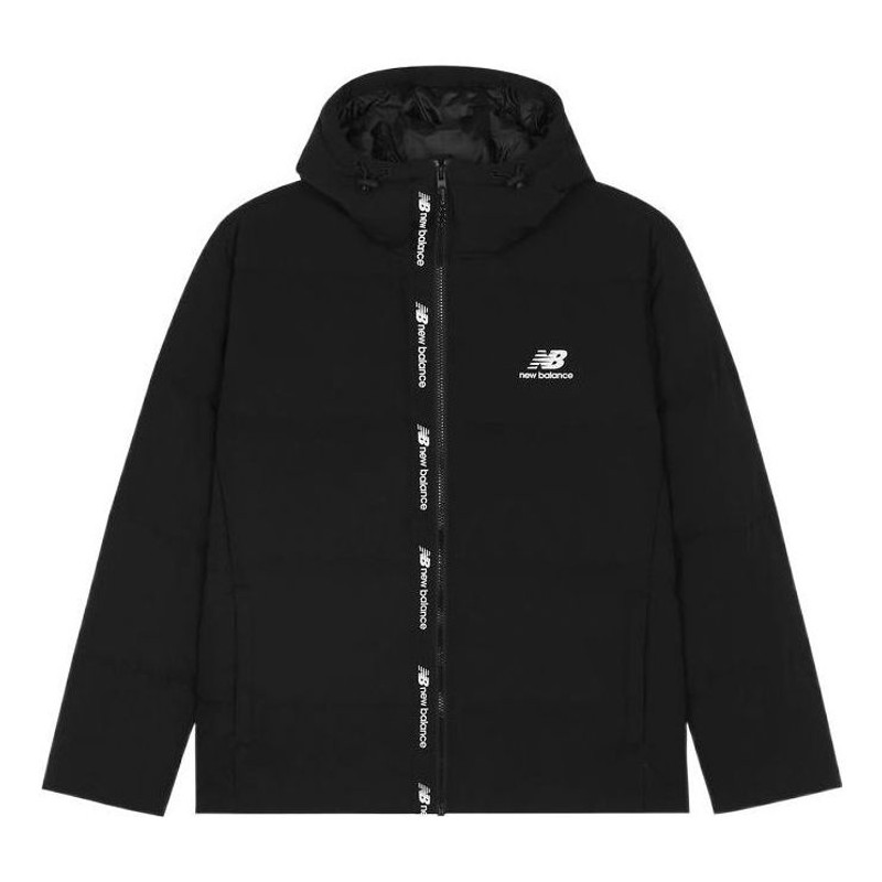 New Balance Logo Print Down Jacket 'Black White' AMJ23343-BK - 1