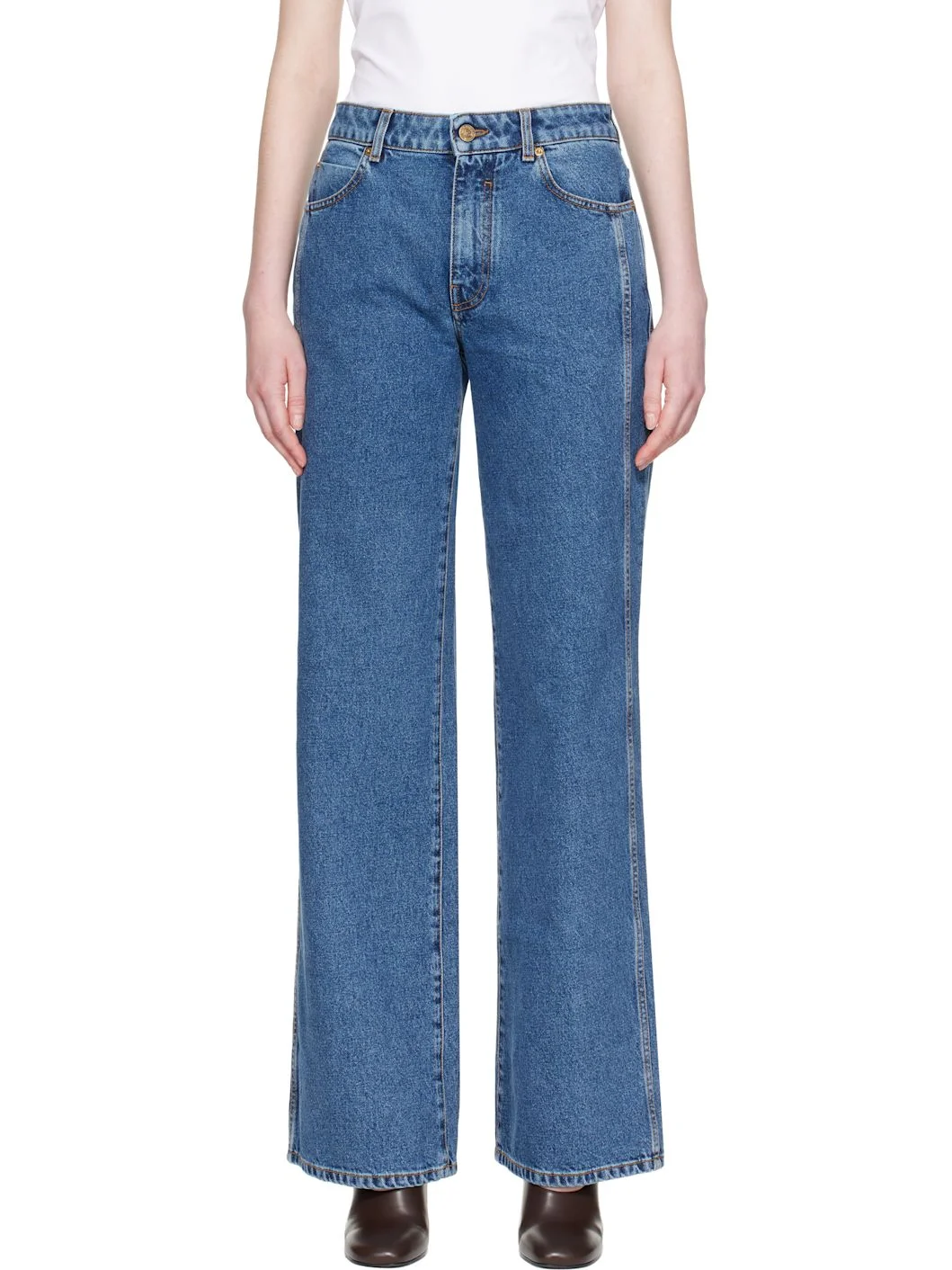 Blue Straight Denim Jeans - 1