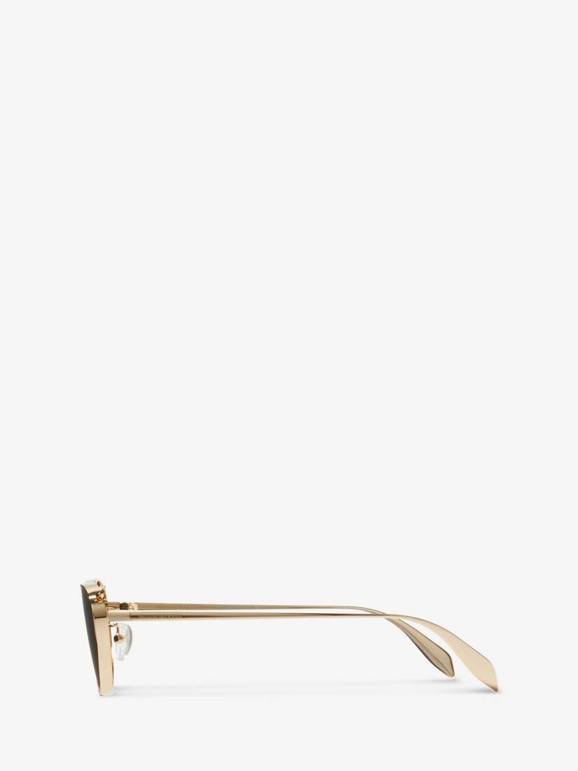 Women's Front Piercing Cat-eye Sunglasses in Light Gold/smoke - 3