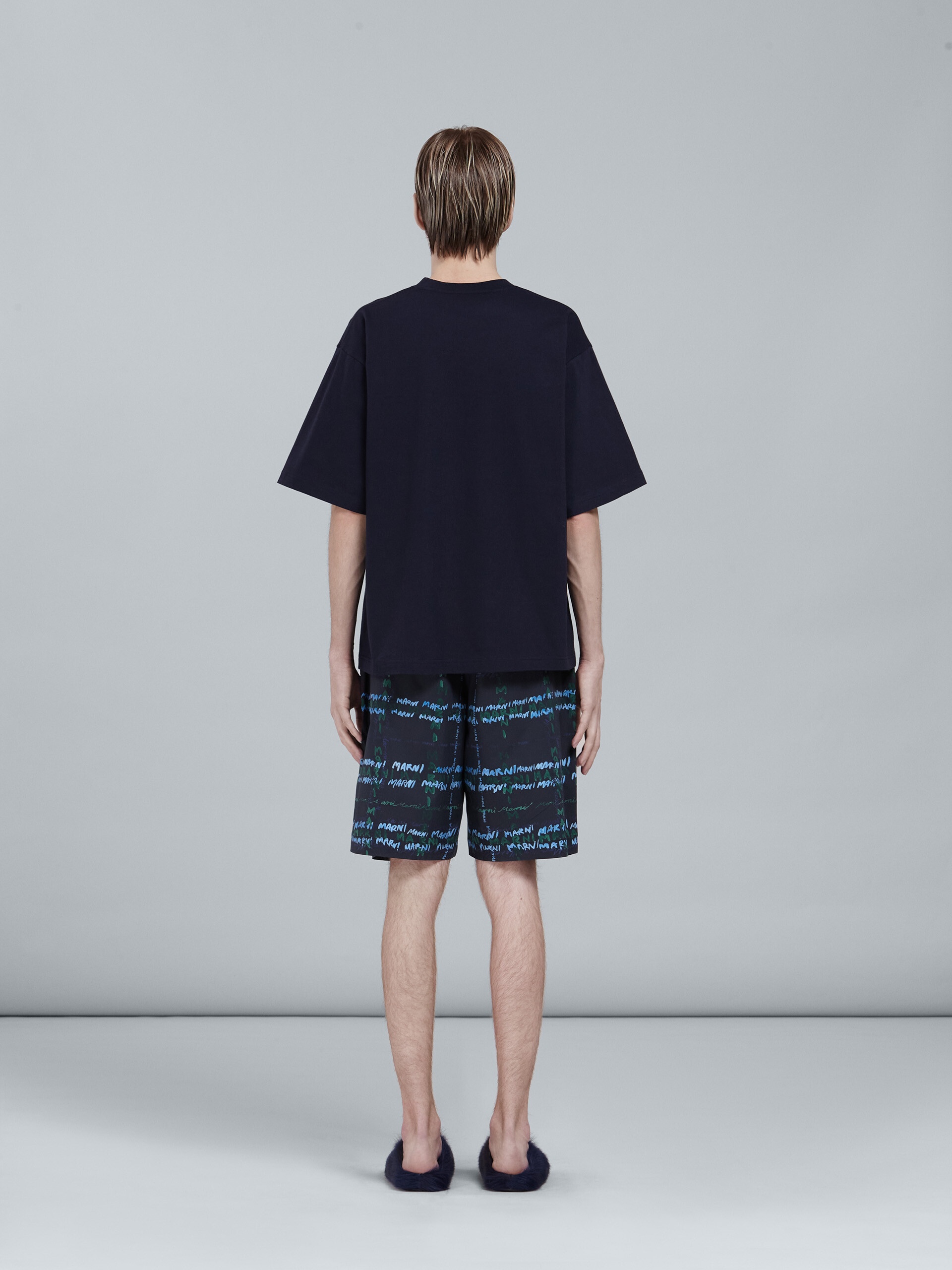 CROSSROADS PRINT BLACK POPLIN BERMUDA PANTS - 3