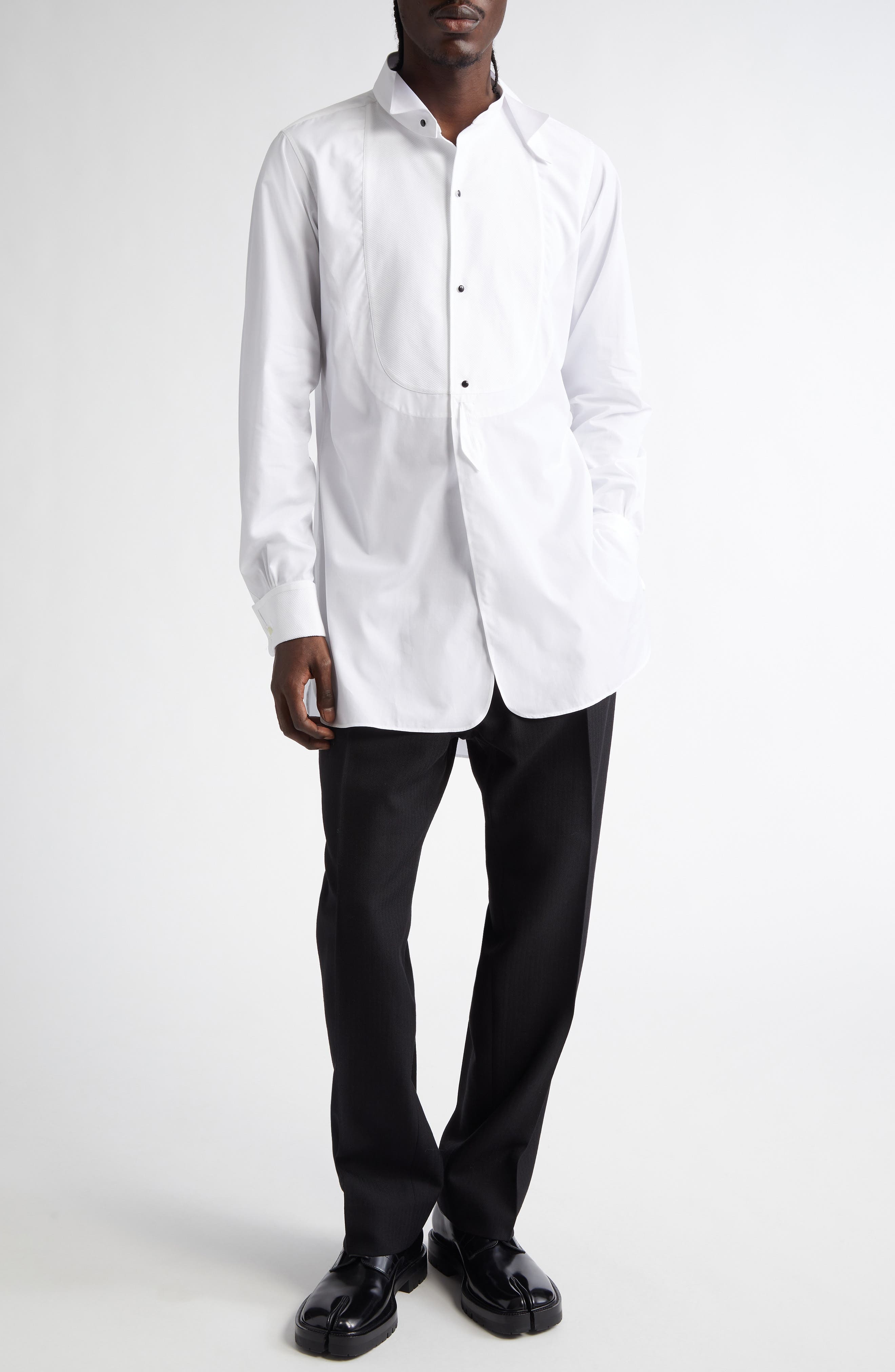 Maison Margiela Cotton Poplin Tuxedo Shirt in White at Nordstrom - 8