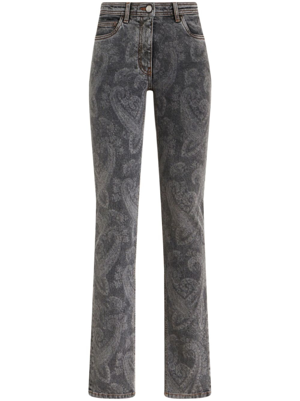high-rise paisley-print straight-leg jeans - 1