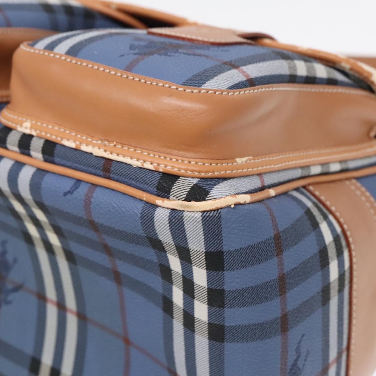Burberry Nova Check Shoulder Bag Pvc Leather Blue Gold - 11