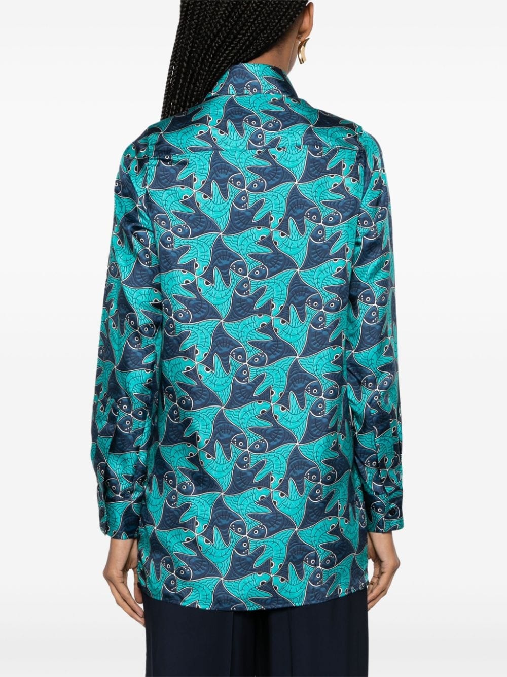fish-pattern silk shirt - 4