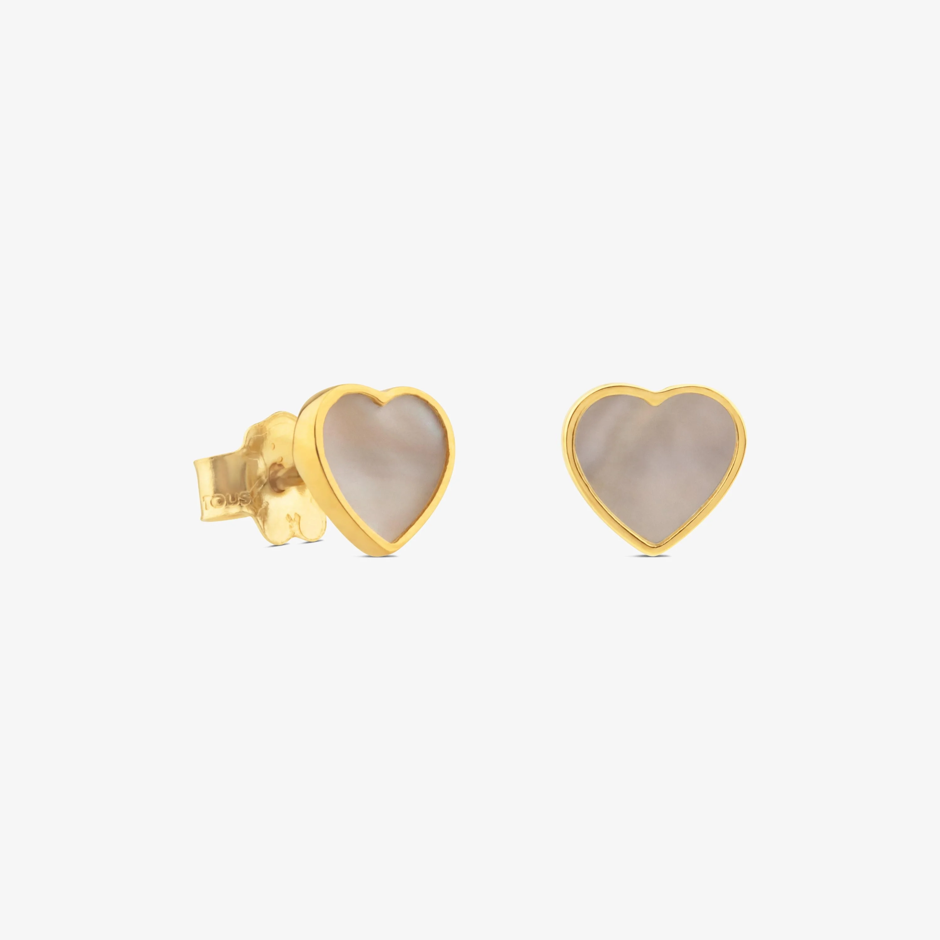 18K solid gold and Mother-of-pearl XXS heart Earrings - 1