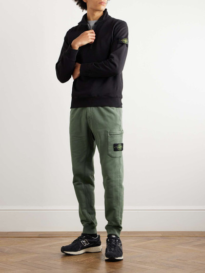 Stone Island Tapered Logo-Appliquéd Garment-Dyed Cotton-Jersey Sweatpants outlook