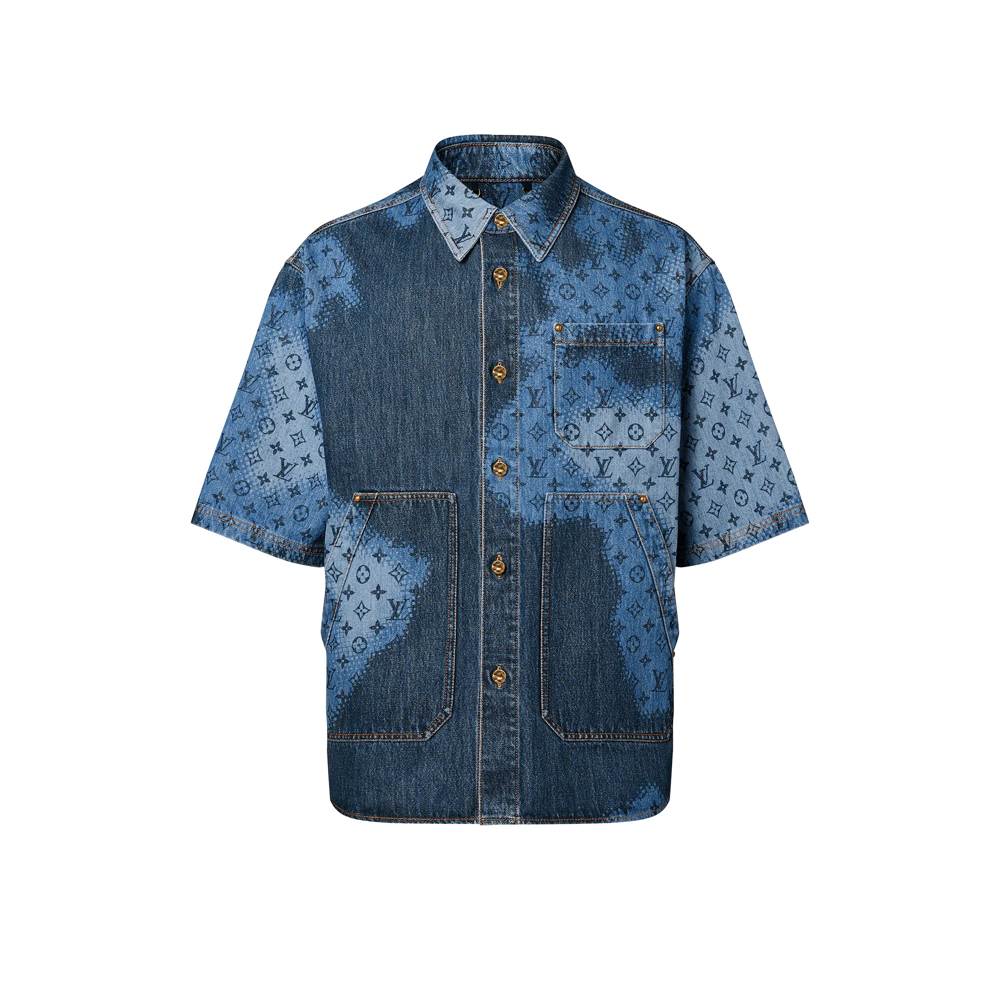 Short-Sleeved Denim Overshirt - 1