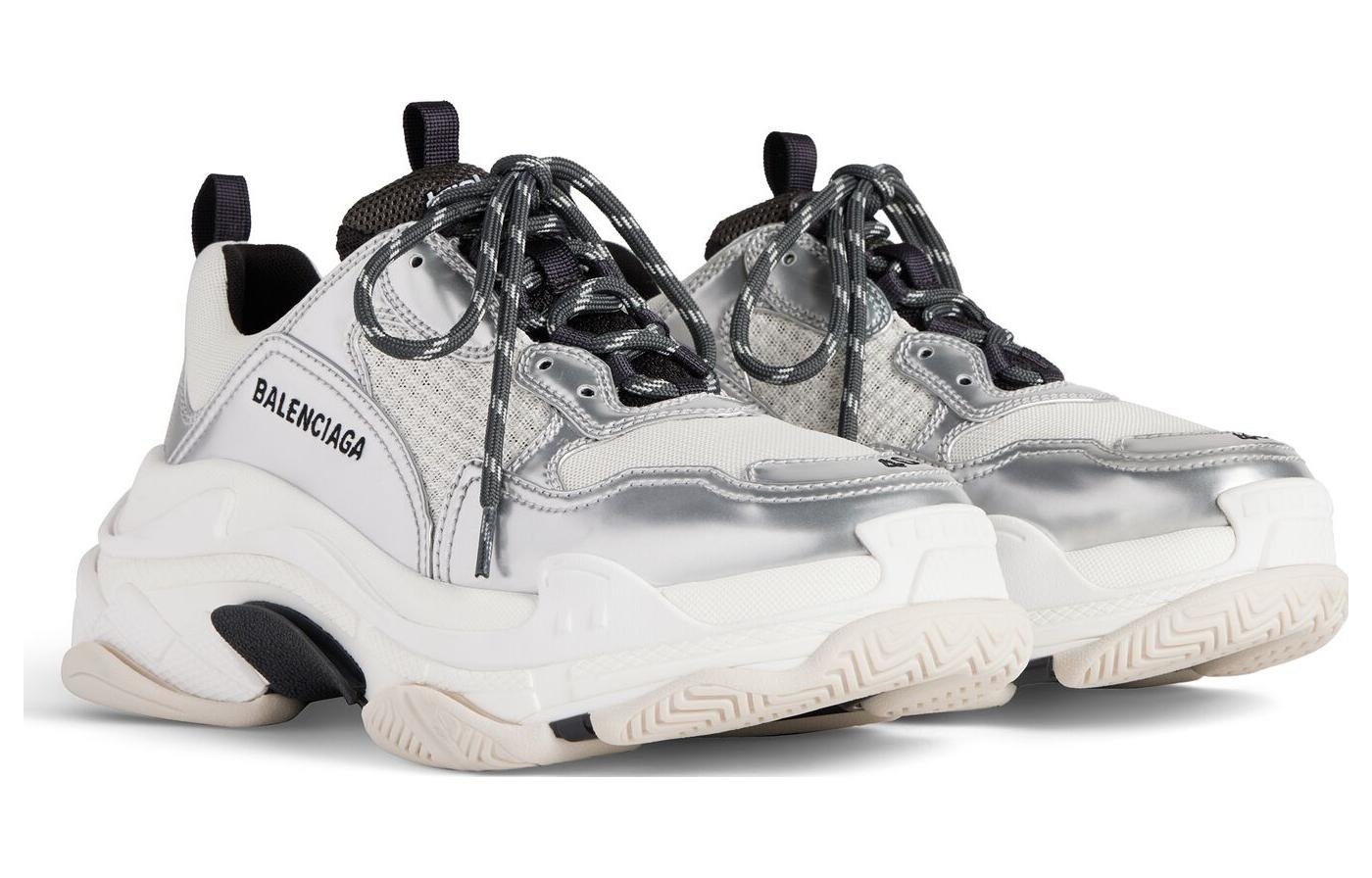 Balenciaga Triple S Sneakers 'Black White and Silver Double Foam and Mesh' 536737W2FWM8191 - 3
