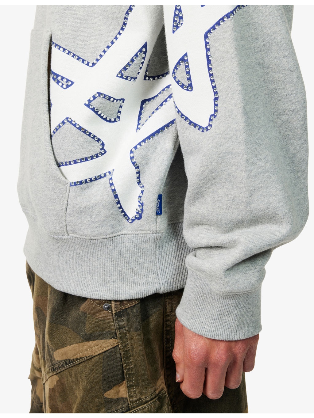 Rhinestone Kangaroo-Pocket Cotton-Jersey Hoody - 6