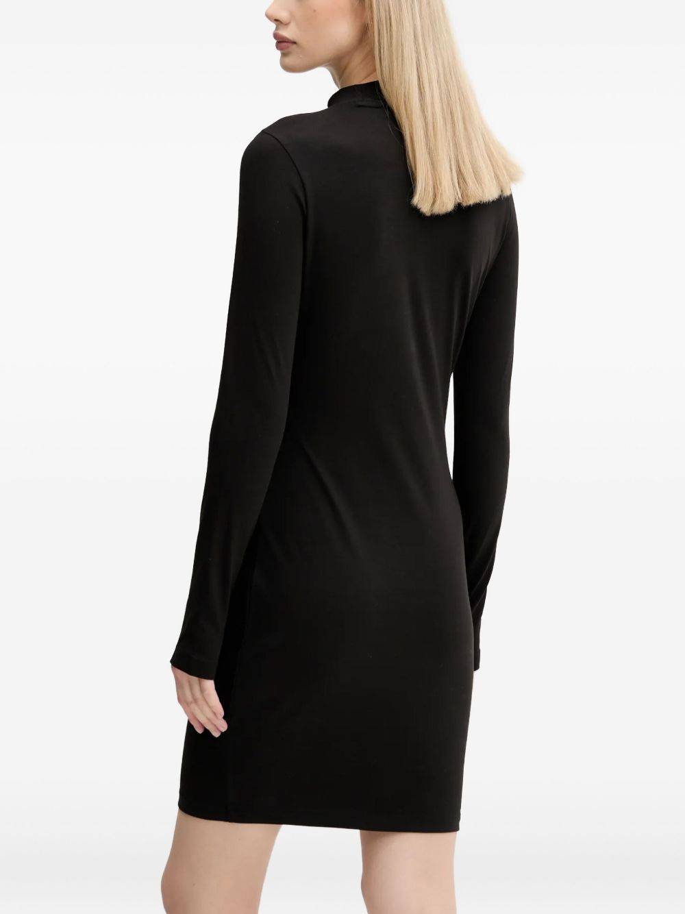 mock-neck logo-tab mini dress - 3
