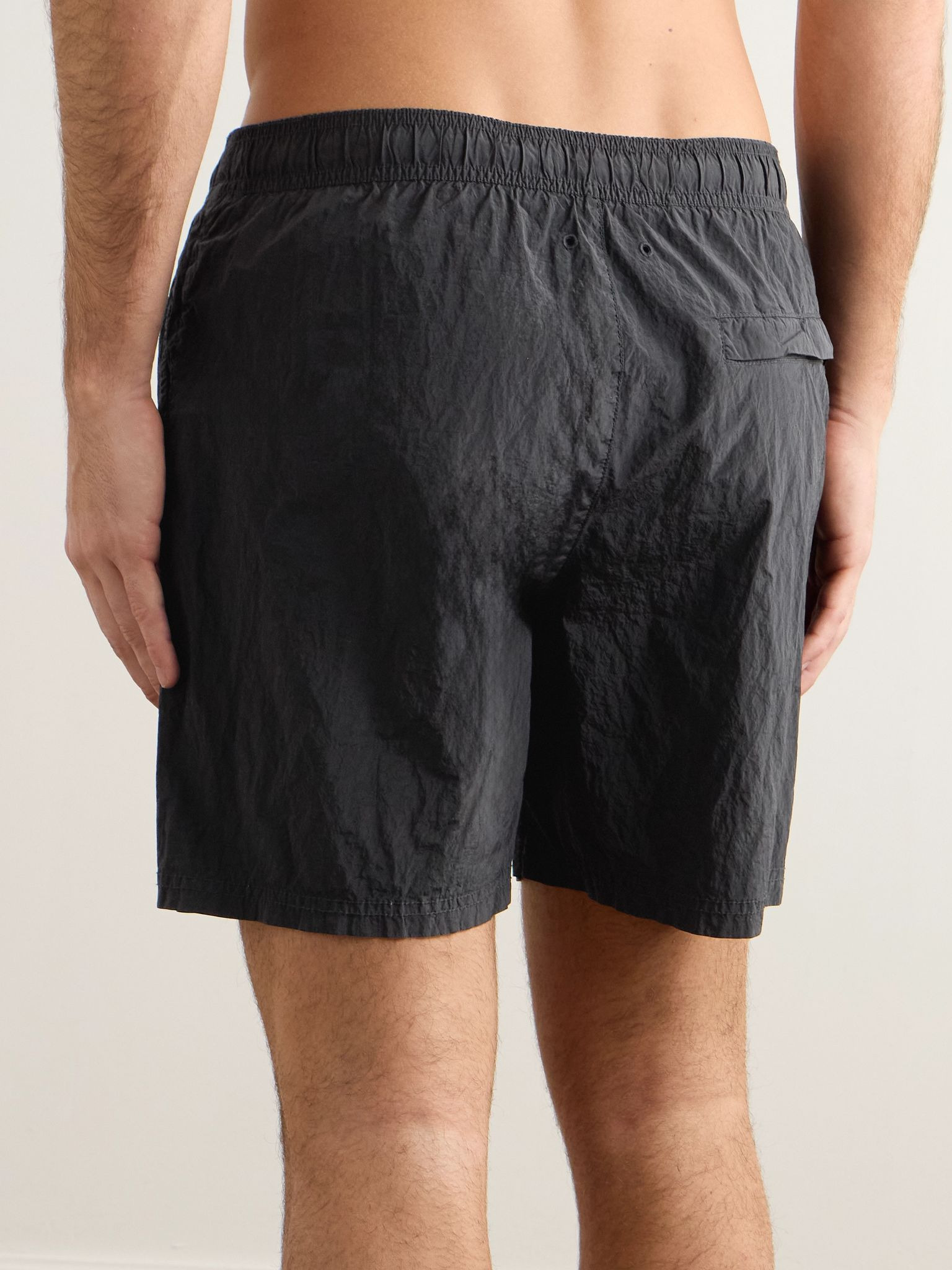 Straight-Leg Mid-Length Logo-Appliquéd Nylon Metal Swim Shorts Black - 3