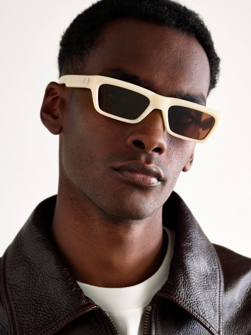 JACQUES MARIE MAGE Rush Rectangular-Frame Acetate Sunglasses White outlook