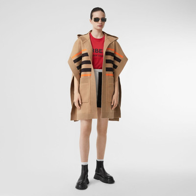 Burberry Monogram Motif Intarsia Wool Cashmere Blend Cape outlook