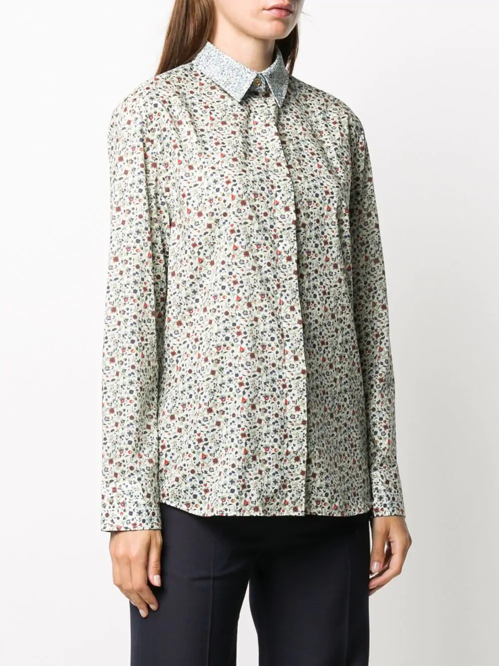 floral-print contrast shirt  - 3