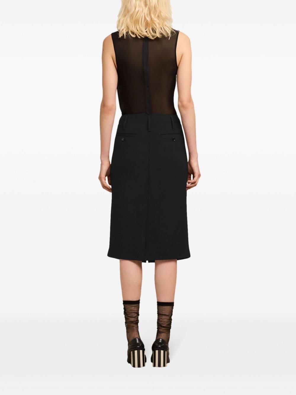 dart-detail high-waist midi skirt - 4