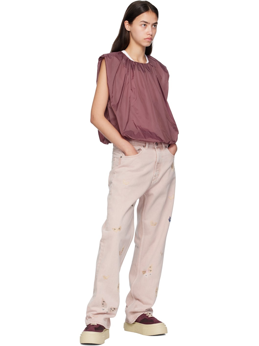 Burgundy Platform Sneakers - 5