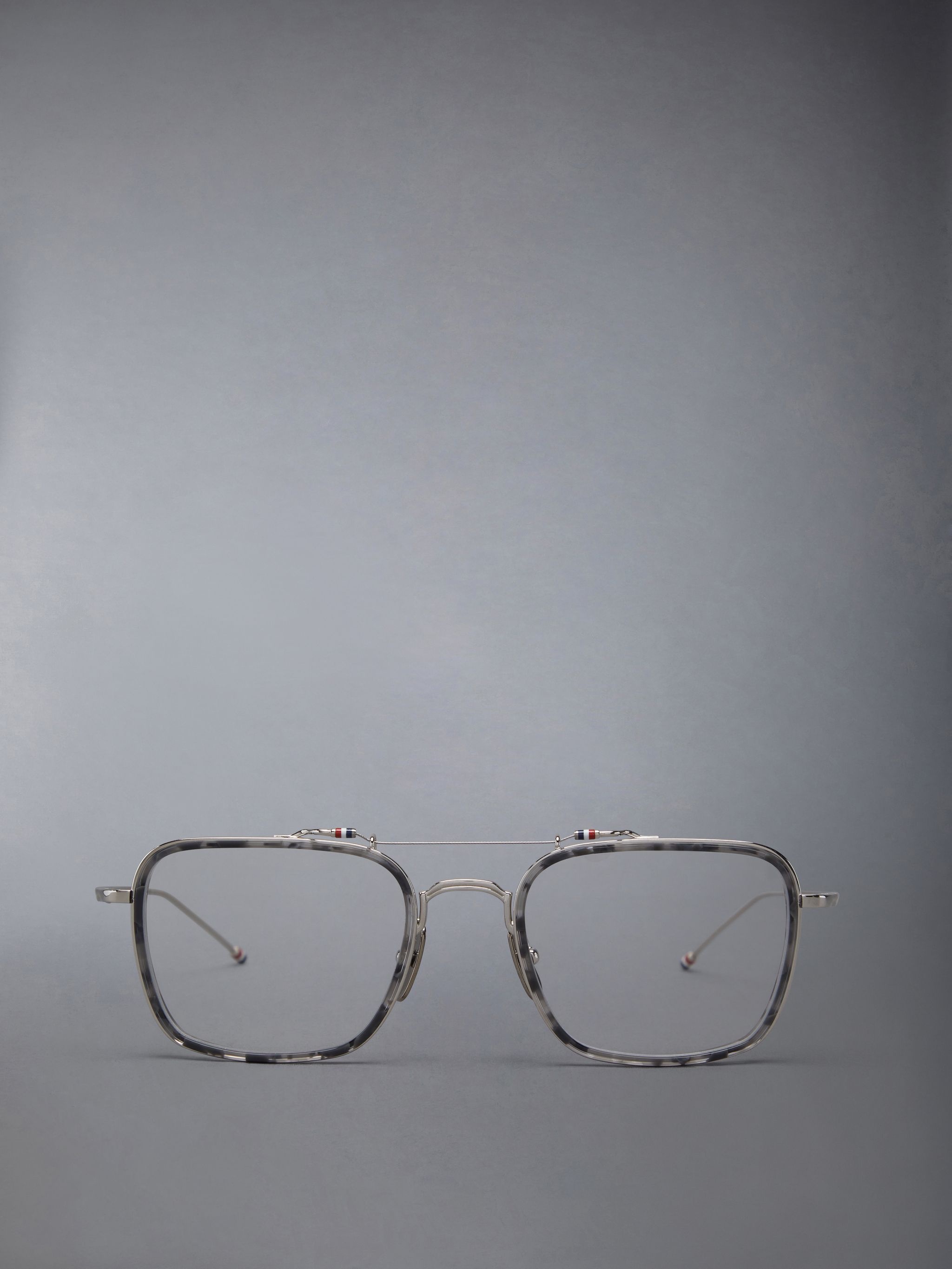 Acetate And Titanium Rectangular Aviator Eyeglasses - 1