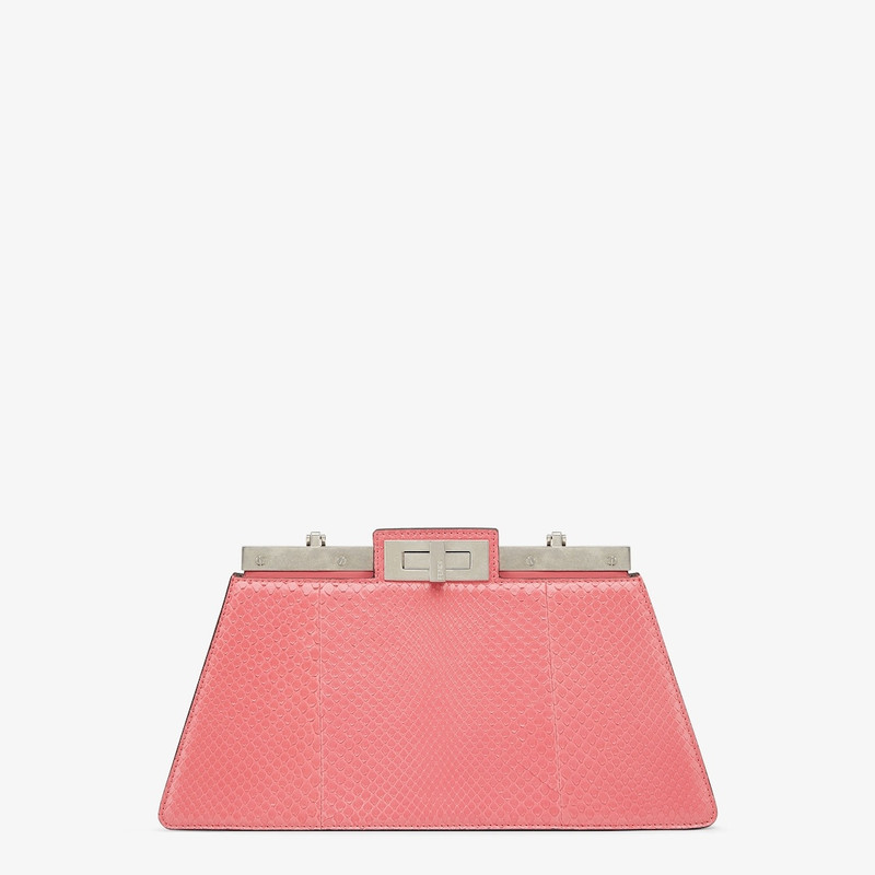 Medium iconic Peekaboo Cut bag made of luxury pink python leather. A new evolution of the Peekaboo I 3