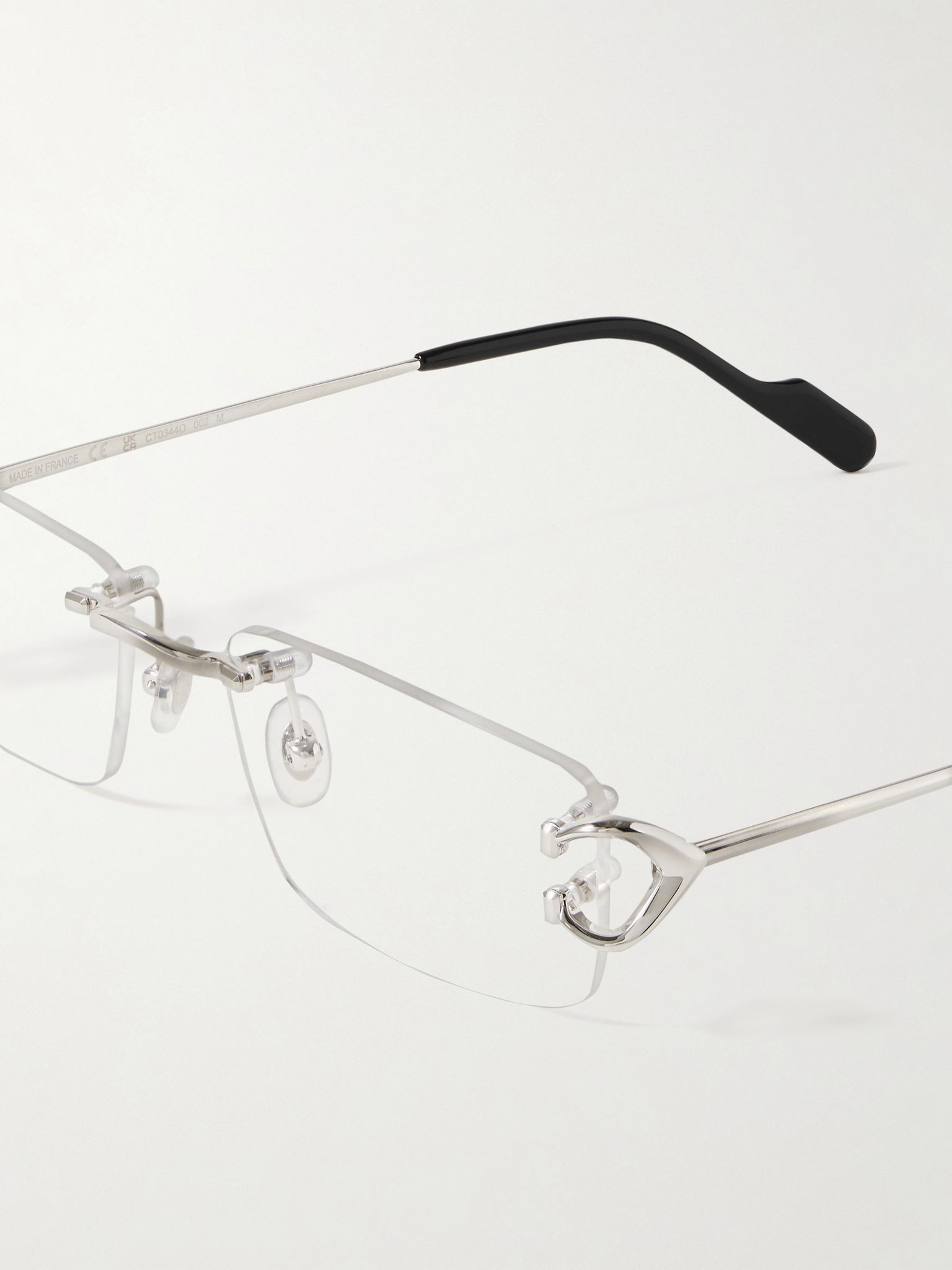 Rimless Rectangular-Frame Silver-Tone Optical Glasses Silver - 4