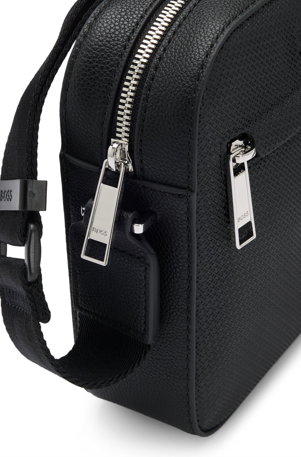 REPORTER BAG IN FAUX LEATHER WITH MONOGRAM-EMBOSSED PANELS - 5