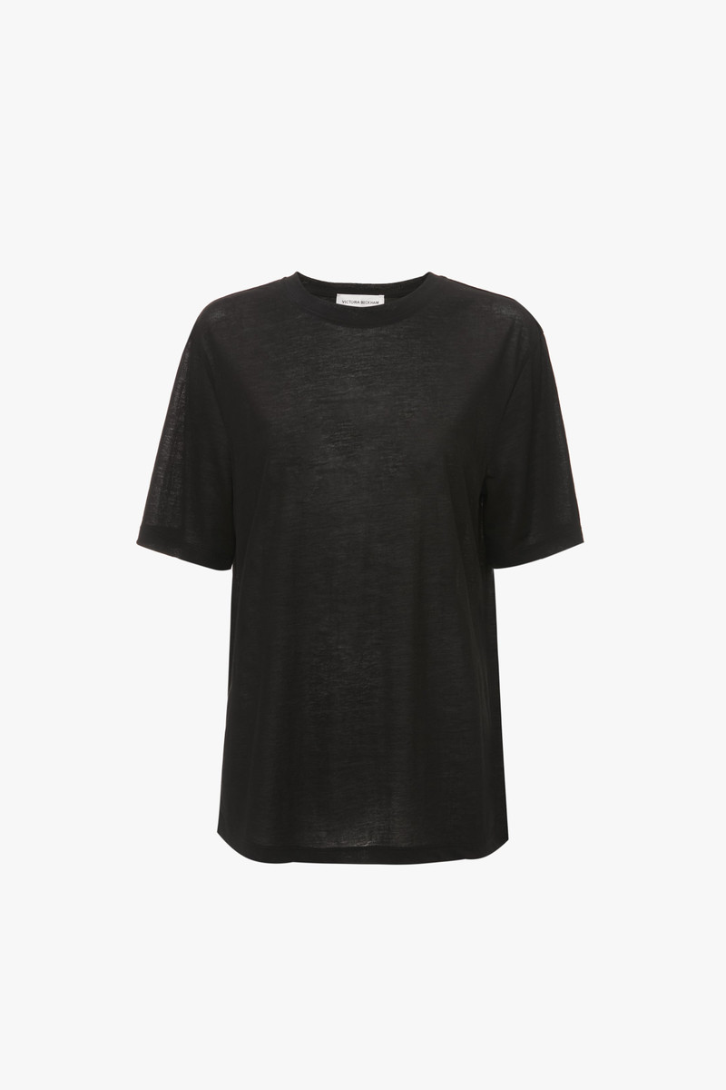 Classic Cotton Crepe T-Shirt In Black 1