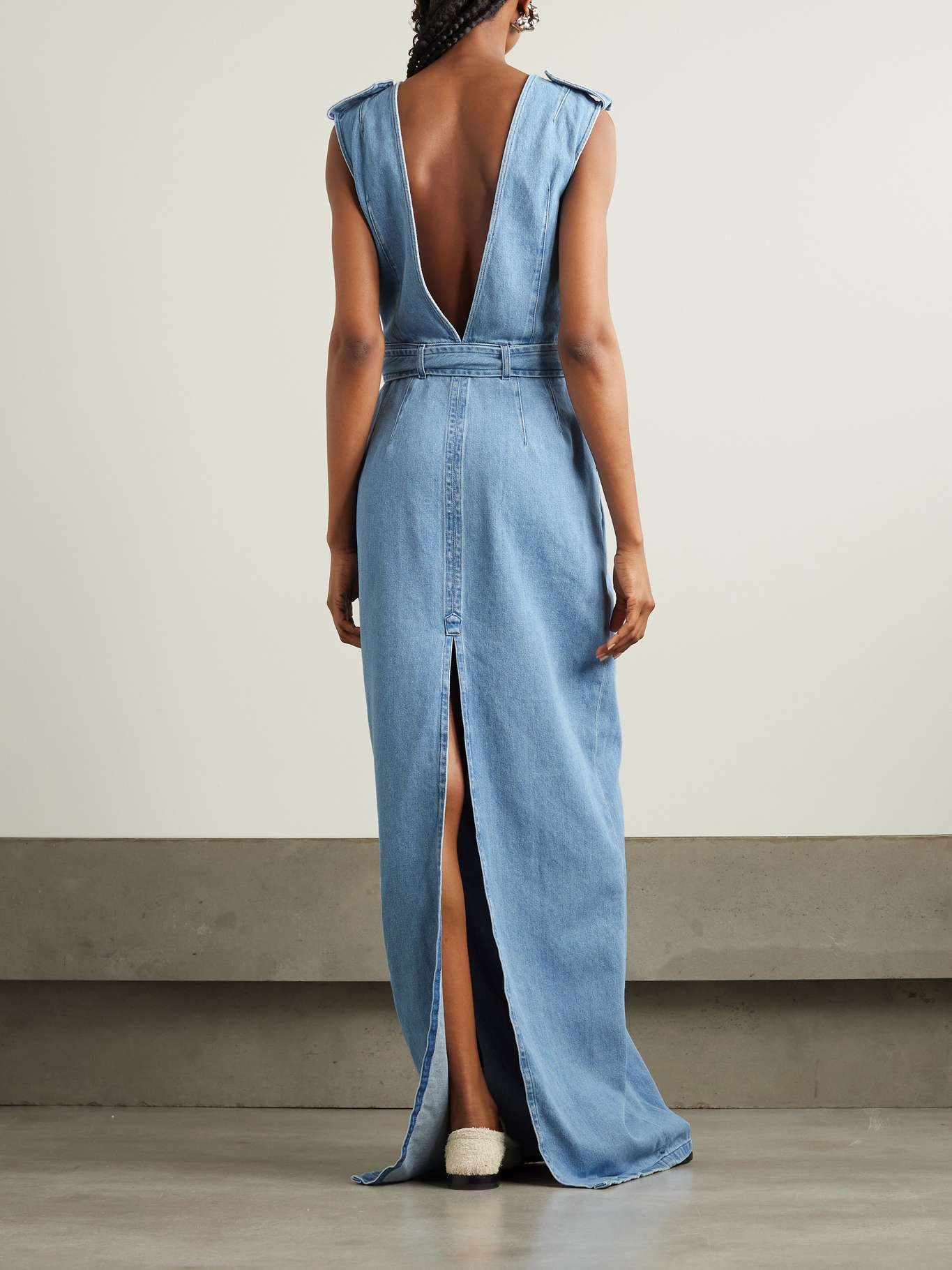 Belted denim maxi dress - 3