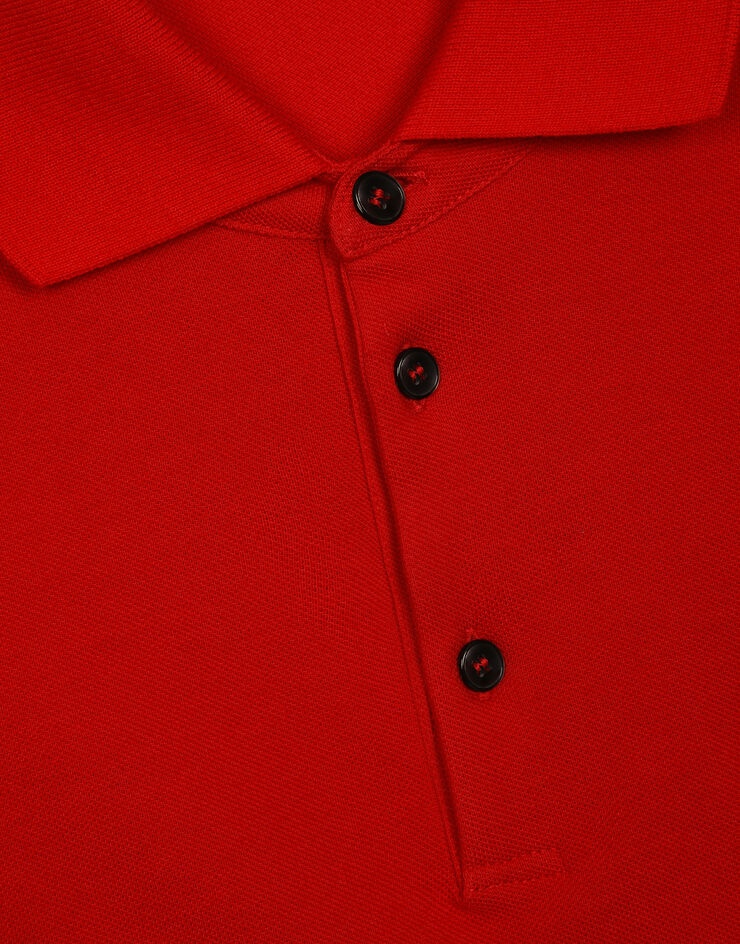 Cotton piqué polo-shirt with branded tag - 4