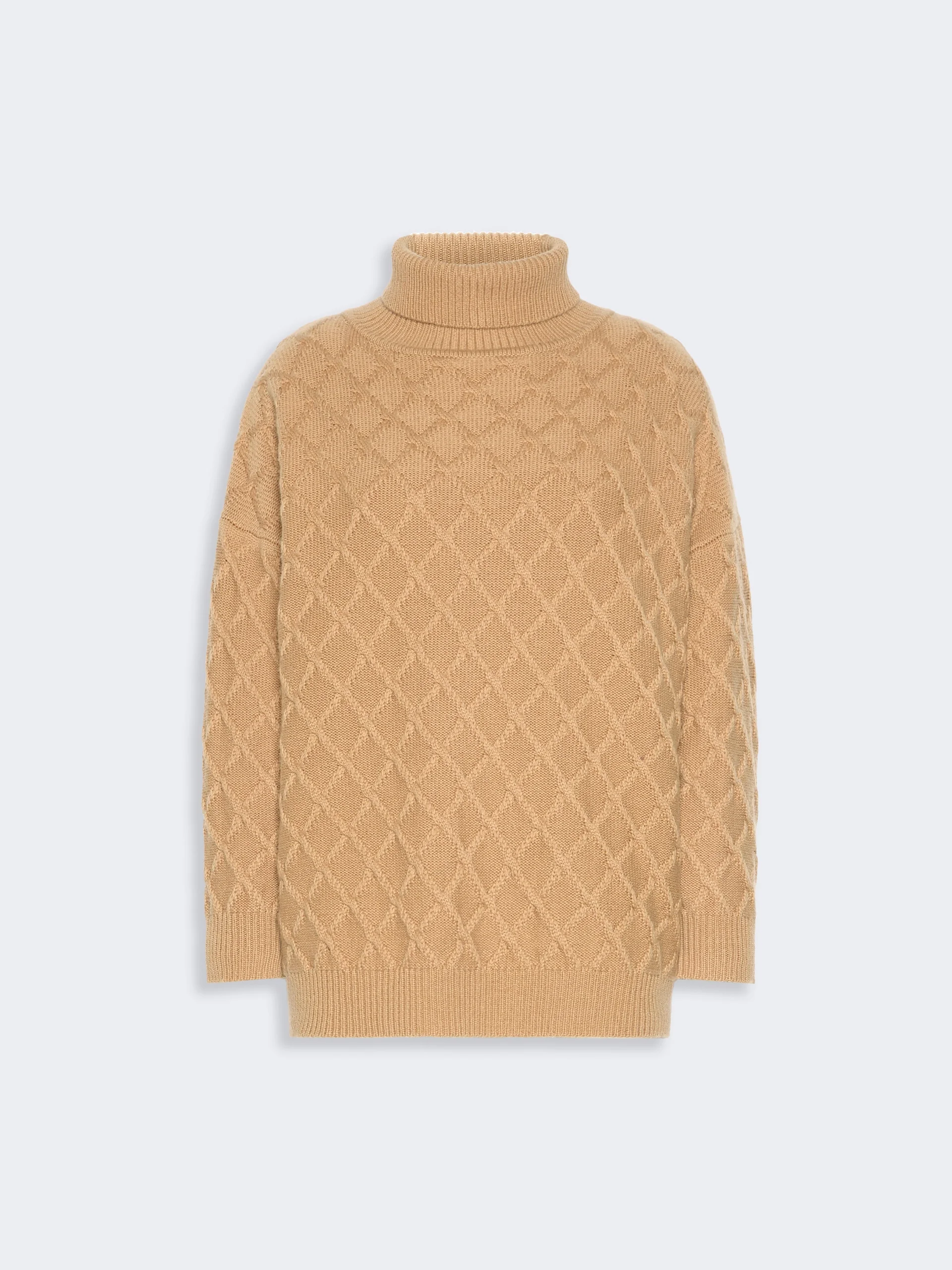 BAMBOLA Oversized diamond wool and cashmere sweater - CAMEL - 1