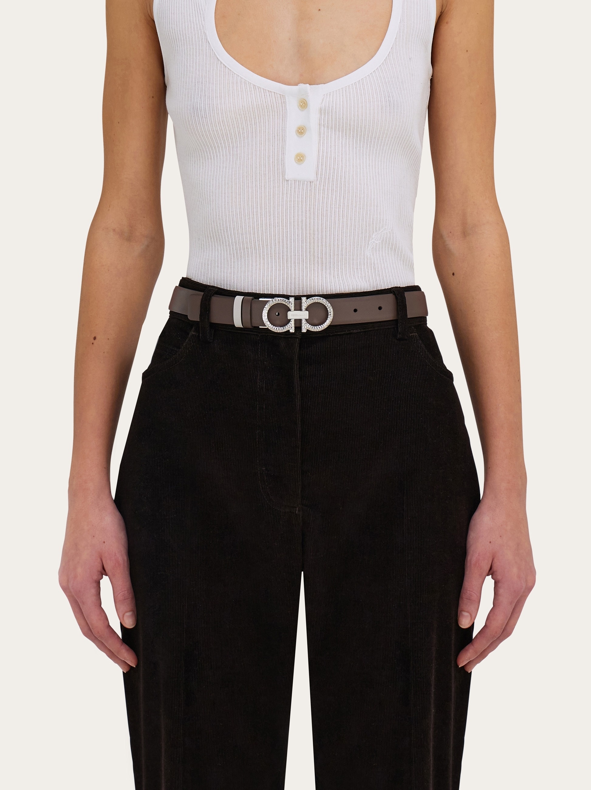 Reversible and adjustable belt with hammered Gancini - 4